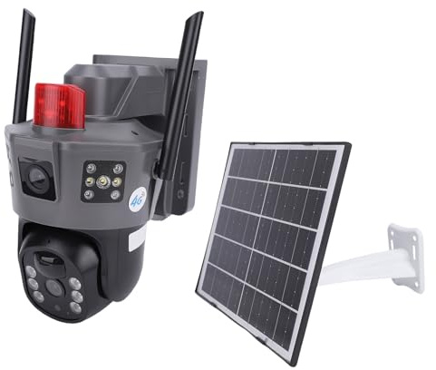 Gugxiom Solar Camera Outdoor Wireless, 4G LTE 2K Double Lens PTZ IP66 Security Cameras Wireless Outdoor with Motion Detection Two Way Audio