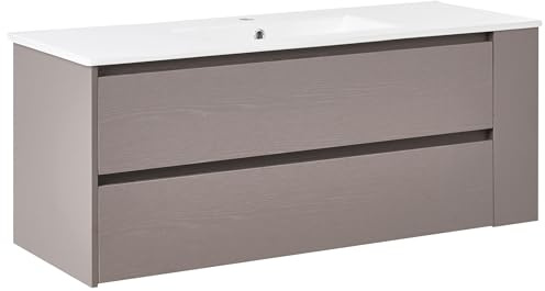 Beliani Waschtischunterschrank mit Waschbecken MDF Taupe 120 cm Mancora