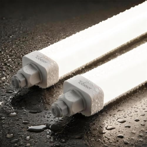 Tobeter 2 Stück LED Feuchtraumleuchte 120cm, 36W 3600LM Neutralweiß 4000K LED Feuchtraumlampe Röhre Wannenleuchte Deckenleuchte für Garage Keller Werkstatt Feuchtraum, IP65 Wasserfest