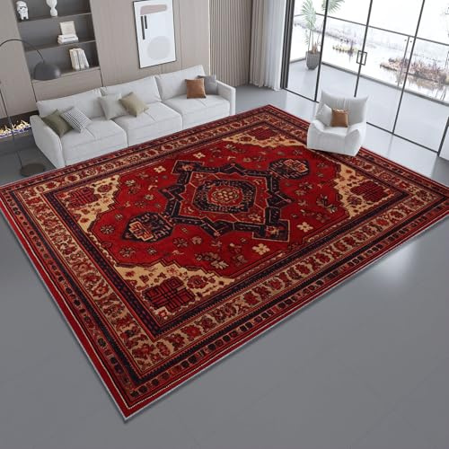 Stile Tradizionale Persiano Floreale Geometrico Antiscivolo Tappeto, 80 x 120 cm Camera Da Letto Soggiorno Tappeto Tappeto Ampio Tappeti - Rosso Tappeto Per Sala Da Pranzo Casa Per Una Facile Pulizia