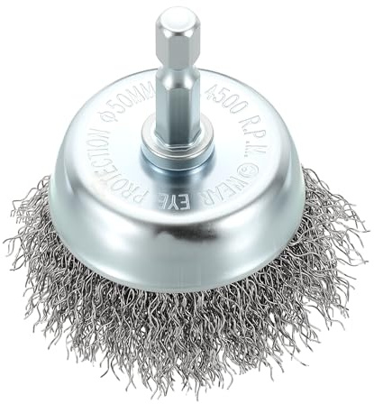 DTGN 50mm Wire Wheel Cup Brush for Drill, 1/4 Inch Hex Shank | Coarse Carbon Steel Crimping Drill Wires Brush(0.3mm Wire Size), Good for Cleaning Rust Paint Abrasive