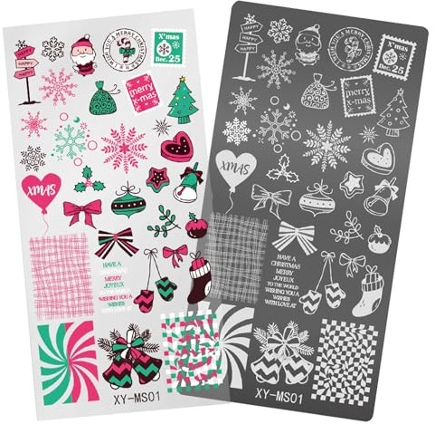 Modèles de tampons pour ongles - Série de Noël - Plaques d'estampage - Plaques de flocon de neige - Pochoirs d'impression de Noël - Plaque de modèles de flocons de neige
