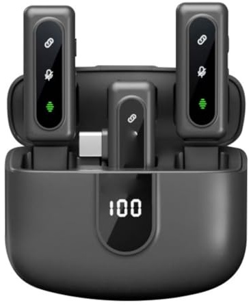 Asixxsix Microfono Lavalier Wireless, Mini Microfono Bluetooth con Riduzione del Rumore con Clip e Riverbero per la Registrazione Video di Creatori di Contenuti in Streaming Live