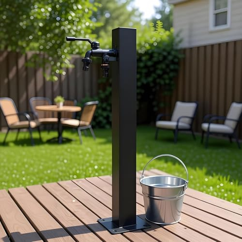 Fontaine de Jardin, Colonne d'eau de Jardin avec Robinets à Double Sortie, pour Le Lavage d'irrigation d'arrosage de Pelouse robinet d'eau vertical à montage au sol pour jardin de villa nettoyage