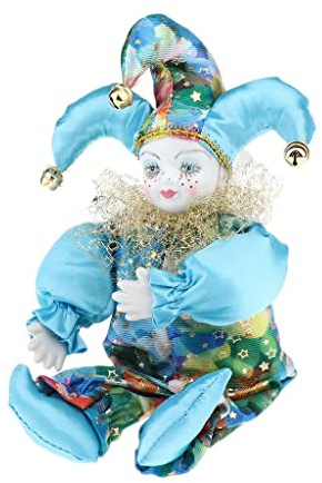 SM SunniMix 12.99inch Vintage Porcelaine Clown Poupée Ménage Décoration Souvenirs Collection Art Cadeaux