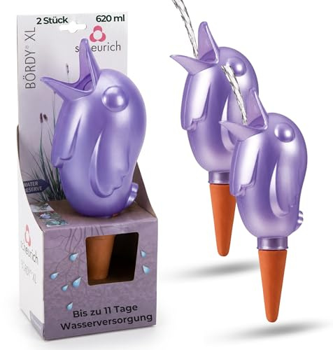 Scheurich Bördy XL Lila 2X Wasserspender 620ml für bis zu 7 Tage Purple Pearl Höhe 29 cm mit Tonkegel