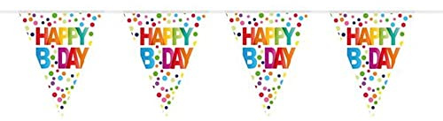 Festartikel Müller 10-m-Wimpelkette Happy Birthday aus Polyethylen hergestellt, Mehrfarbig, 800.543.00