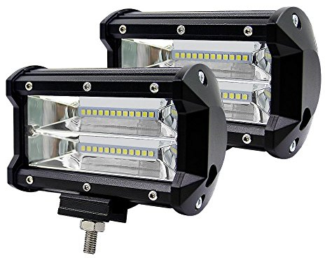 WZTO LED Arbeitsscheinwerfer, 10800LM 24 LED Zusatzscheinwerfer DC 12-24V 72W 5 Inch Auto Scheinwerfer Offroad Flutlicht Spotlight 6000K Wasserdicht IP67 Arbeitslicht (2 Stück)