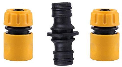 TOPWAYS® Hose Fitting Repair Set 2x Plastic Garden Water Hose 1/2 Quick End Connector & 1x Double Male Hose Connector