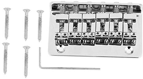 Gitarre Brücke, Metall Fixed Hardtail Saitenhalter für 6-String Electric Guitar, Sattel mit 5 Schrauben, Stabile Saitenhalterung für Bass Guitar, Metal Musician