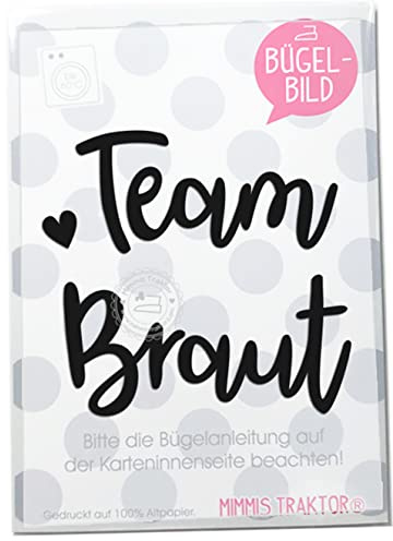 Bügelbild Team Braut JGA 18 cm Flockfolie Aufbügler Applikationen Bügelsticker für Stoffe Textilien zum Aufbügeln, Farbe:pink