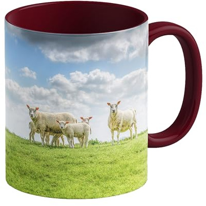 LOOXIS Personalisierte Tasse mit Foto & Text bedruckt, selbst gestalten – 325 ml, Keramik, versch. Farben, Panoramadruck möglich – Geschenkidee Männer, Frauen, Jahrestag, Muttertag – Dunkelrot