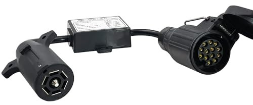 CXTM US to EU Trailer Light Converter,US Vehicle with 7-Way Blade Connector to European Trailer with 13-Way Round Plug US 7 Way to EU 13 Way Trailer Light Adapter