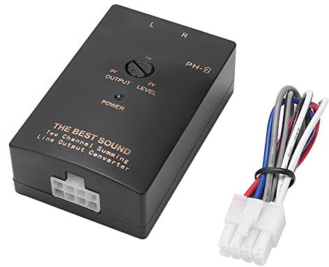 VooGenzek Convertitore di Uscita di Linea a 2 Canali da Alto a Basso per Auto RCA, Adattatore di Uscita Convertitore di Linea per Auto, per Amplificatore per Auto, Nero