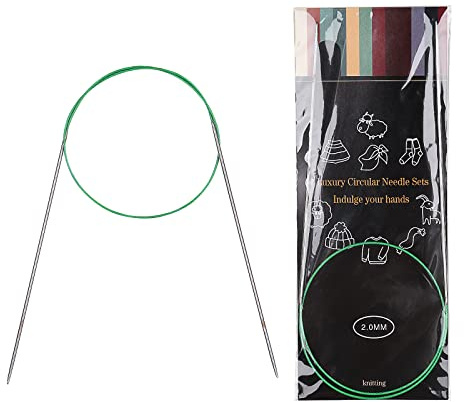 Aeelike Rundstricknadel Set 2,0 mm, Edelstahl Rundstricknadeln mit Farbiges Stahlseil, 65 cm Metall Rundstricknadeln Set, Ergonomische Stricknadeln Rundstricknadel für Anfänger, Kinder, Profis