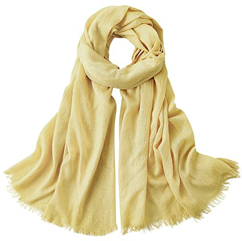 Camilife Damen Herren Viskose Langer Schal Tuch Stola Halstuch Sonnenschutz Groß Strand Schultertuch Tuch Wickeln mit Fransen Super Weich Komfort für Frühling Einfach Basic 95×195cm - Einfarbig
