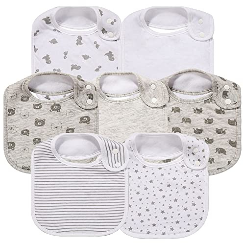 Gelisite 7 Pack Baby Cotton Absorbent Bibs for Drooling Teething