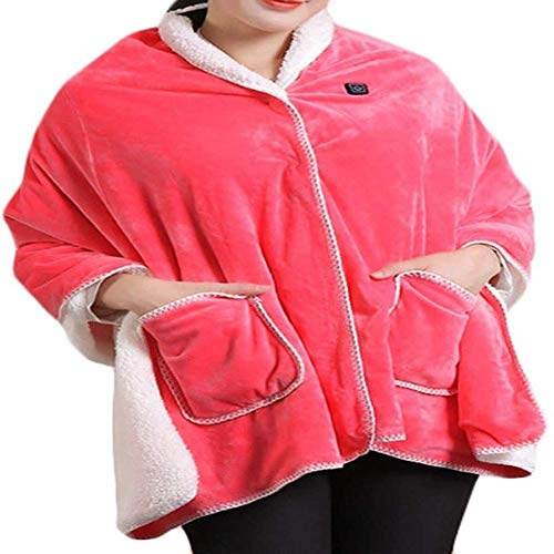 Vendics Couverture Sous Chauffante Châle À Piles Sans Fil Pour Femme, Avec Arrêt Automatique Ultra Doux Jeter Cape Chaude En Flanelle, Pour Chaise de Bureau de Voiture 170X70Cm/Ré
