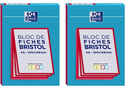 OXFORD 2 Blöcke mit 30 Karteikarten, 105 x 148, ungelocht, Q5/5, rot