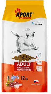Aport Premium - Nourriture pour Chiens pour Races de Petite ou Moyenne Taille, Formule idéale pour la santé des articulations et de la Peau à Base de Porc et de volaille, pour Adultes - 12 kg