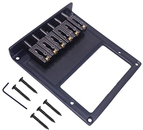 TUOREN Black Telecaster Humbucker Bridge with 6 Roller Saddle Guitar Bridge Compatible with Fender Telecaster Tele Electric Guitar 54mm