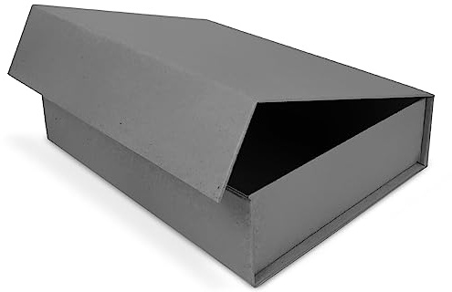 Verpackungswelt Geschenk-Box mit Deckel | 23 x 17 x 7 cm | Geschenk-Karton mit Magnet-Verschluss | Perfekt für Geburtstag, Hochzeit, Weihnachten, Geburt | Geschenk-Verpackung in Grau