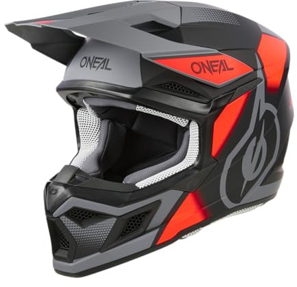 O'NEAL | Motocross-Helm | MX Enduro | ABS-Schale, Lüftungsöffnungen für optimale Kühlung | 3SRS Helmet VISION V.24 | Erwachsene | Schwarz Rot Grau | Größe M