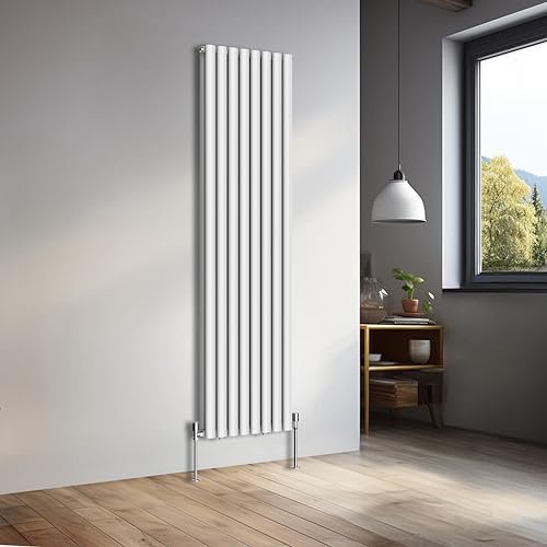 NRG 1800x472mm Vertical Oval Double Panel Heater Radiators White | Central Heating Rad, Modern Radiator, High Heat Output, Radiator Wall Mounted, Space Saving, for Living Room, Bathroom
