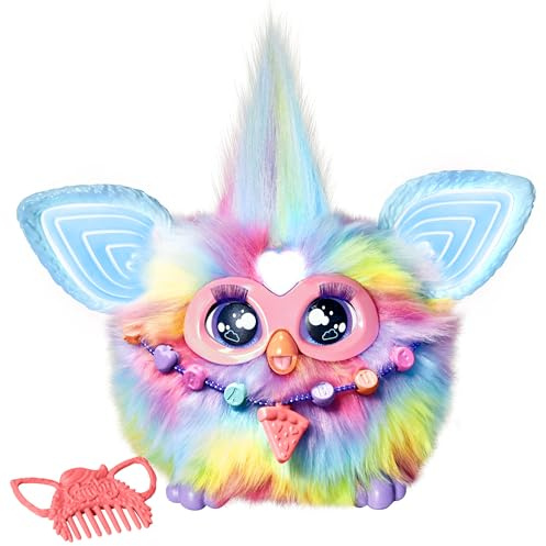 Hasbro Furby Tie Dye, Peluche Parlante Qui Brille dans Le Noir - Version française, Personnage Fantaisie, Peluches Électroniques, Jouets pour Filles et Garçons Dès 6 Ans