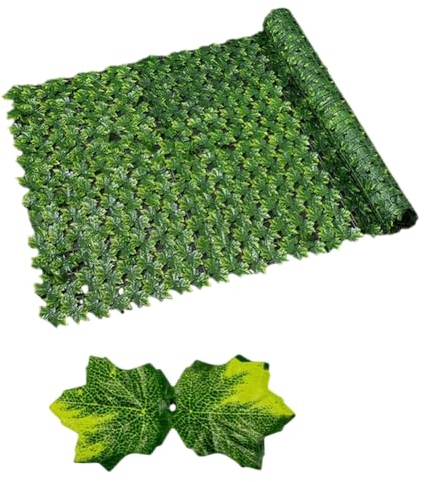 Laubzaun, Efeu, Sichtschutz, Balkon, Privatsphäre, Garten, Blätter, Zaun, künstliche Hecke, Blatt, Outdoor-Zaun, Dekoration, buntes Ahornblatt, 50 x 200 cm