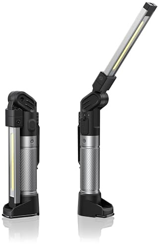 HOTLIGH lampada da lavoro - 800 lumen torcia led ricaricabile con design pieghevole multifunzionale, 2200 mAh lampada officina, 3 modalità di illuminazione luce led ricaricabile, 1 confezione
