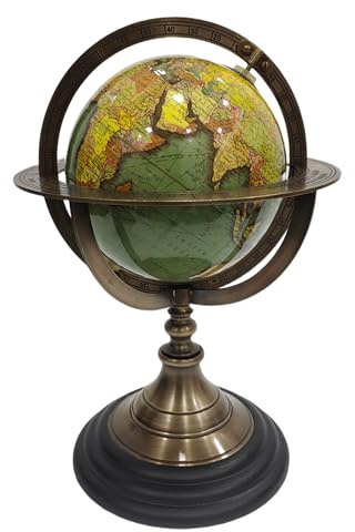 Navirock Antique Brass Armillary Sphere Globe Clock Spherical Astrolabe Vintage Handmade Nautical Item Decor for Office Desk & Home