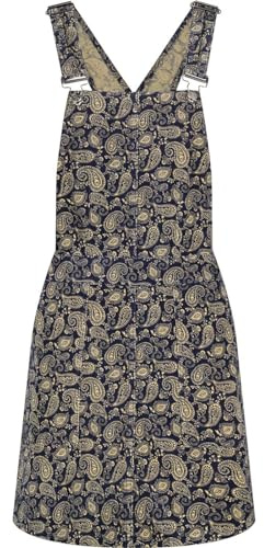 Madcap England Women's Retro Mod 60s 70s Seventies Baby Cord Corduroy Paisley Pinafore Dunagree Dress, Vintage Style, Mini Length Jenny MC1060