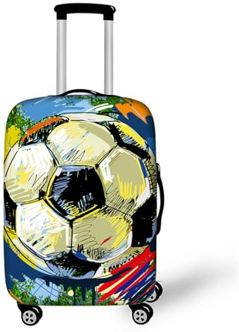 Fußball Drucke Reisekoffer-Schutzhülle Männer Jungen Trolley Case Protector Reise-Accessoires Kofferschutzhülle Flame Football Druck Elastisch Staubdichte Gepäckabdeckungen (Farbe,XL(29-32 Zoll))