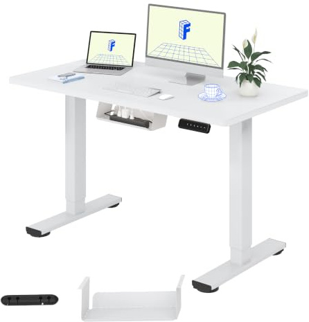 FLEXISPOT Scrivania Regolabile In Altezza Elettrica 100x60cm, Scrivania Regolabile In Altezza A 2 Livelli Con Gancio E Promemoria Seduta-Stand (Bianco)