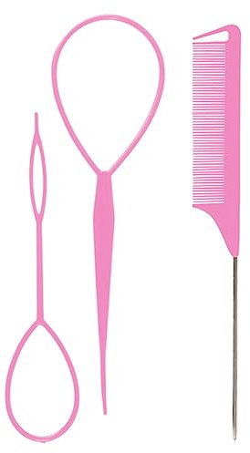 3 Pieces Hair Tail Tools Set Rat Tail Comb Combs Teasing Combs Parting Combs French Braid Tool Loop For Women