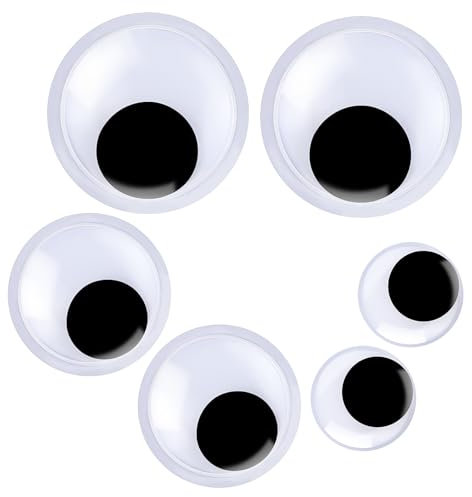6 Stück Wackelaugen Selbstklebend Große 50mm 80mm 100mm Runde Googly Eyes Kunststoff Selbstklebend Kulleraugen für Bastelarbeiten Dekoration Heim DIY Zubehör