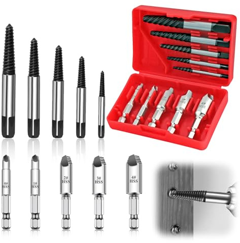 10 Stück Schraubenausdreher,Profi Linksausdreher Set, Schraubenentferner,Schraubenentferner Linksausdreher zum Lösen und Entfernen von Festsitzenden oder Abgebrochenen Schrauben