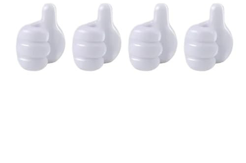 4pcs Multifunctional Thumb Wall Hook Cable Holder Self-Adhesive Wall Decoration Hook Home/Office Data Cable Clip Desktop Storage