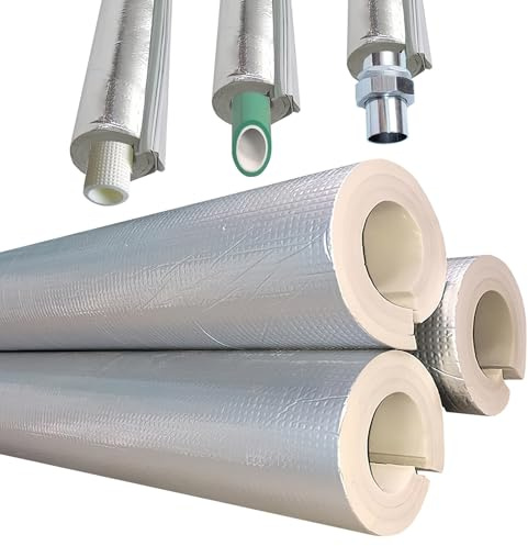 15/30/50 mm Épaisseur Isolante de Tuyau Anti-Gel et Calorifuge, Tuyaux en Mousse pour Tuyaux Extérieurs, Tuyau Isolation en Papier D'aluminium Semi- Fendue pour Tuyaux d'eau d'hiver(50mmx27mmx1m)
