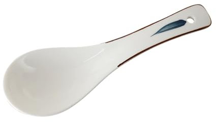 RUNZE765Z Cucharas de Sopa Cuchara sopera pequeña de cerámica Cuchara de Porcelana Blanca con Mango Decorativo Paquete de 10 para el hogar y la Cocina(Pequeño)