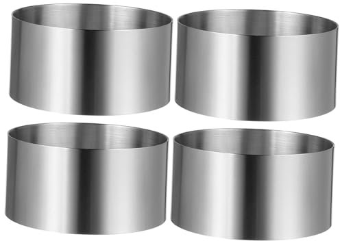 BEBEMOKO 4pcs Round Stainless Steel Cake Molds 10x10x5cm Baking Rings for Mousse Cookies and Biscuit Baking Household Kitchen