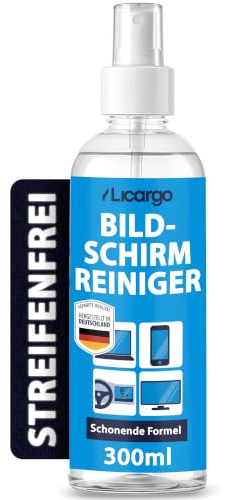 LICARGO Bildschirmreiniger Spray 300 ml - Streifenfreier Display Reiniger ohne Schlieren - Alkoholfrei & Schonend - Profi Reinigungsspray für TV, Monitor, Laptop, Tablet, Smartphone & Auto-Display