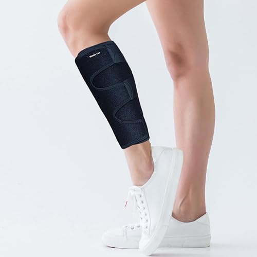 Wonder Care Manchon de compression pour mollet, support réglable avec 3 sangles, design respirant et léger pour attelles tibiales et gonflements de jambes, noir