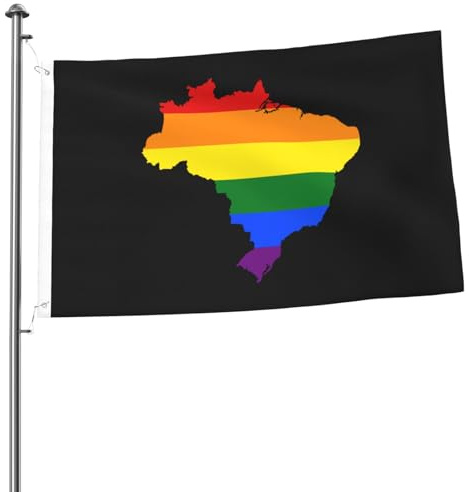 Bandiera LGBT, mappa del Brasile, bandiere per esterni, 2x3 piedi, bandiera bifacciale resistente per casa, cortile, festival, decorazione da giardino, bandiera di benvenuto.