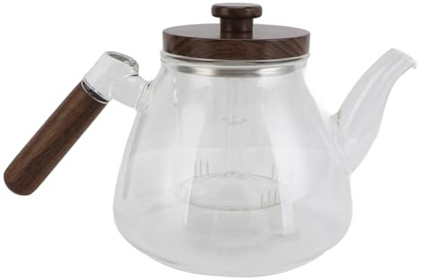 Asixxsix Teiera in Vetro, Bollitore da 1000 Ml, Trasparente e Staccabile, in Vetro Borosilicato Resistente Al Calore con Infusore, per Sala da tè, Hotel, Ufficio, Campeggio, Viaggio