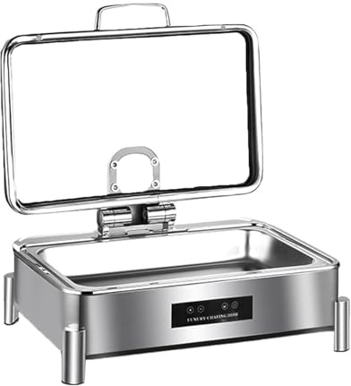 WJYTDHIQS 9L Chafing Dish Elettrico Acciaio Inox, Scaldavivande Elettrico Professionale con Regolazione Intelligente della Temperatura, Scaldavivande Elettrico, per Buffet, Feste e Banchetti