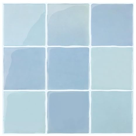 COMSTICKC Più Spesse Piastrelle Adesive Cucina Bagno 10 Pezzi 30,5x30,5cm | Adesivi per Piastrelle Bagno, Murali 3D Autoadesivo Cucina Decorativi, Impermeabili, Spessore 2,5 mm, Azzurro