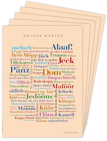 Deine Wörter Postkartenset - 5 Postkarten mit Kölner Dialekt, einzigartiges Souvenir und kreative Geschenkidee - DIN A6