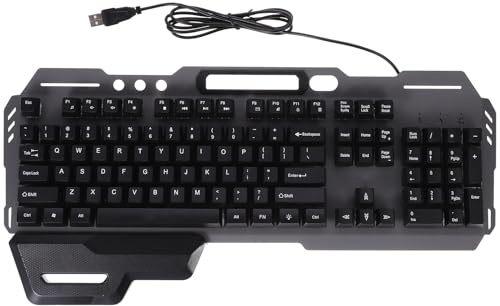 Kisangel Clavier Gamer Filaire à 104 Touches avec Rétroéclairage LED, Design Ergonomique avec Repose-Poignets en Abs, Silencieux Adapté pour Café et Maison